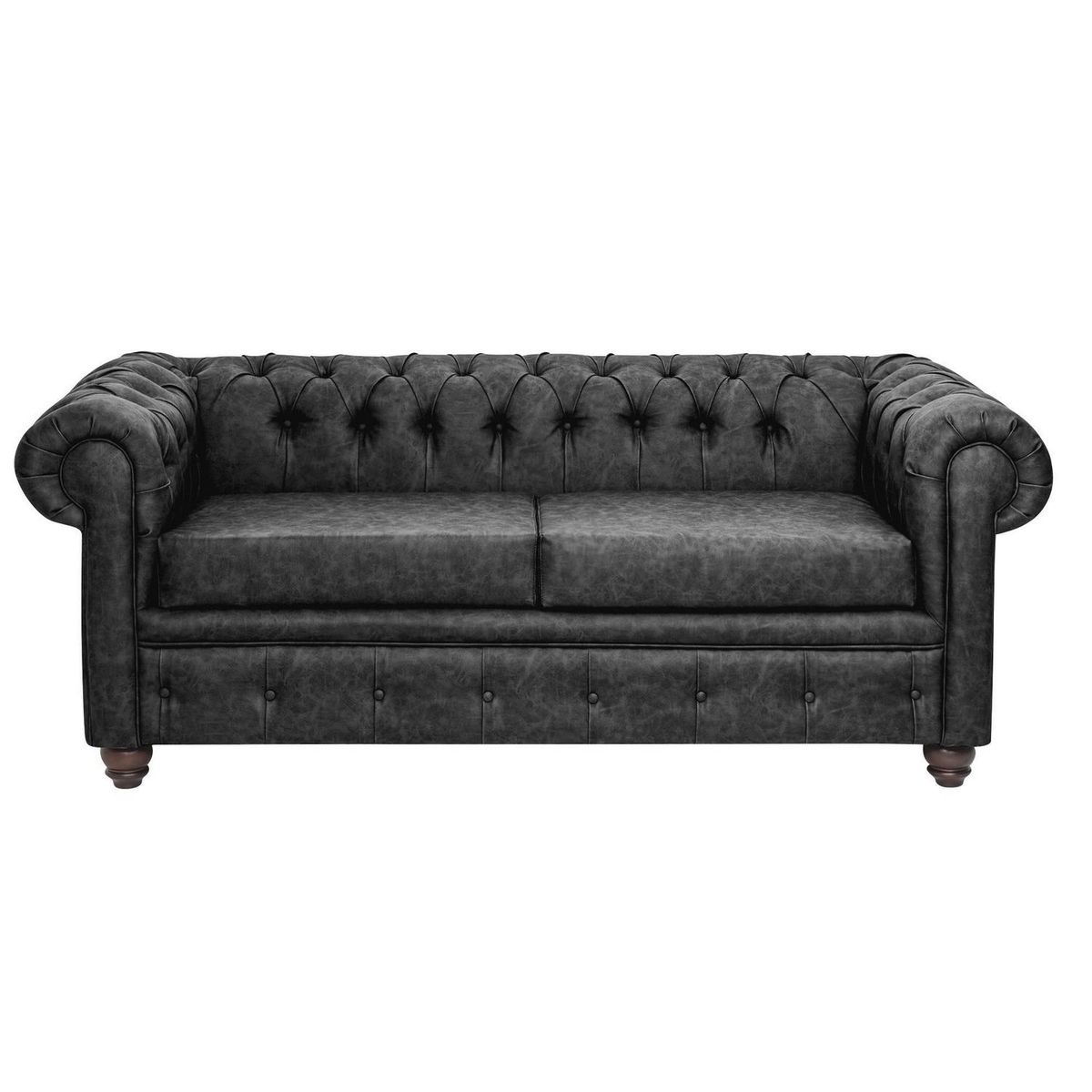 INTERMUEBLES - Sofá 3 cuerpos Manchester 200x80x95 cm Negro