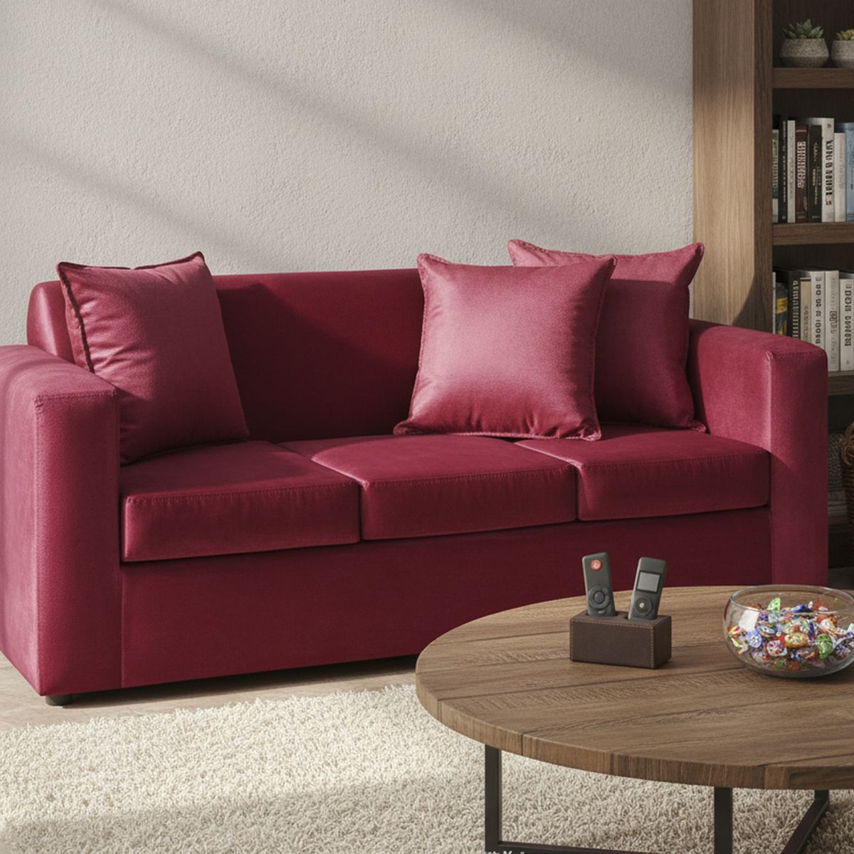 INTERMUEBLES - Sofá 3 cuerpos Marco 186x87x80 cm Rojo