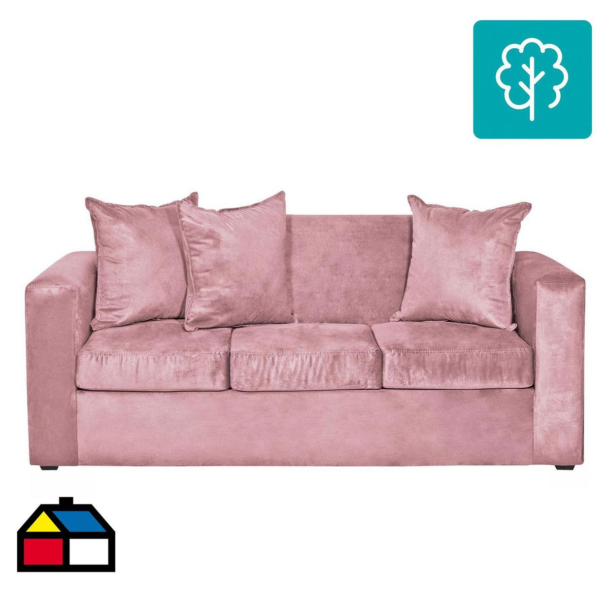 INTERMUEBLES - Sofá 3 cuerpos Marco 186x87x80 cm Rosa