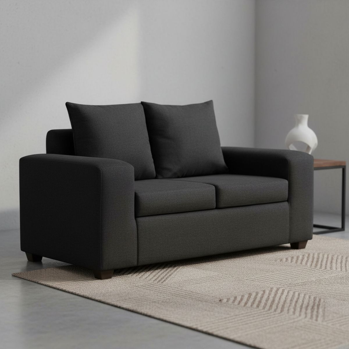 INTERMUEBLES - Sofá 2 cuerpos Kahlo 167x86x80 cm Negro