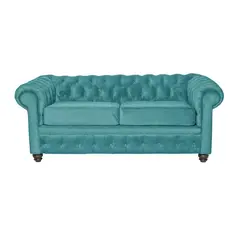 INTERMUEBLES - Sofá 3 cuerpos Manchester 200x80x95 cm Azul