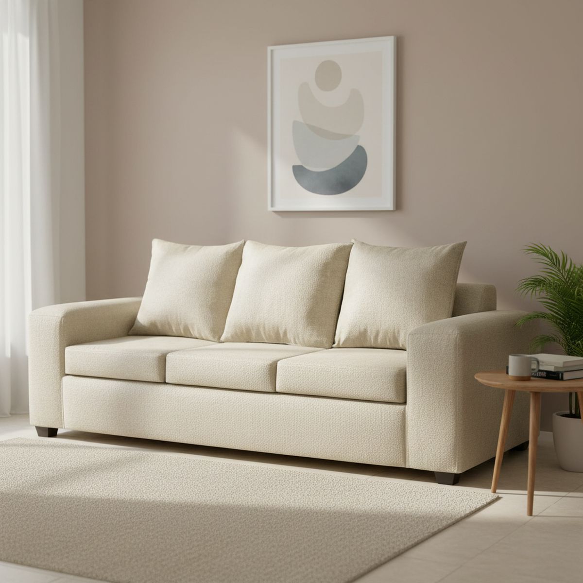 INTERMUEBLES - Sofá 3 cuerpos Kahlo 225x86x80 cm Beige