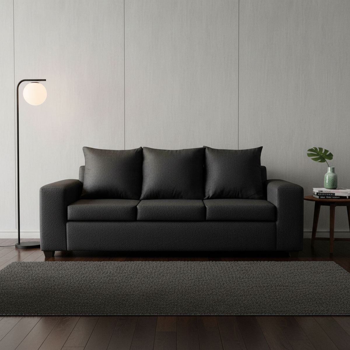 INTERMUEBLES - Sofá 3 cuerpos Kahlo 225x86x80 cm Negro