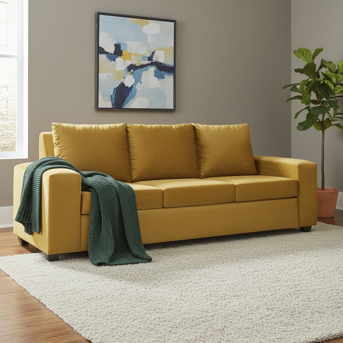 INTERMUEBLES - Sofá 3 cuerpos Kahlo 225x86x80 cm Amarillo