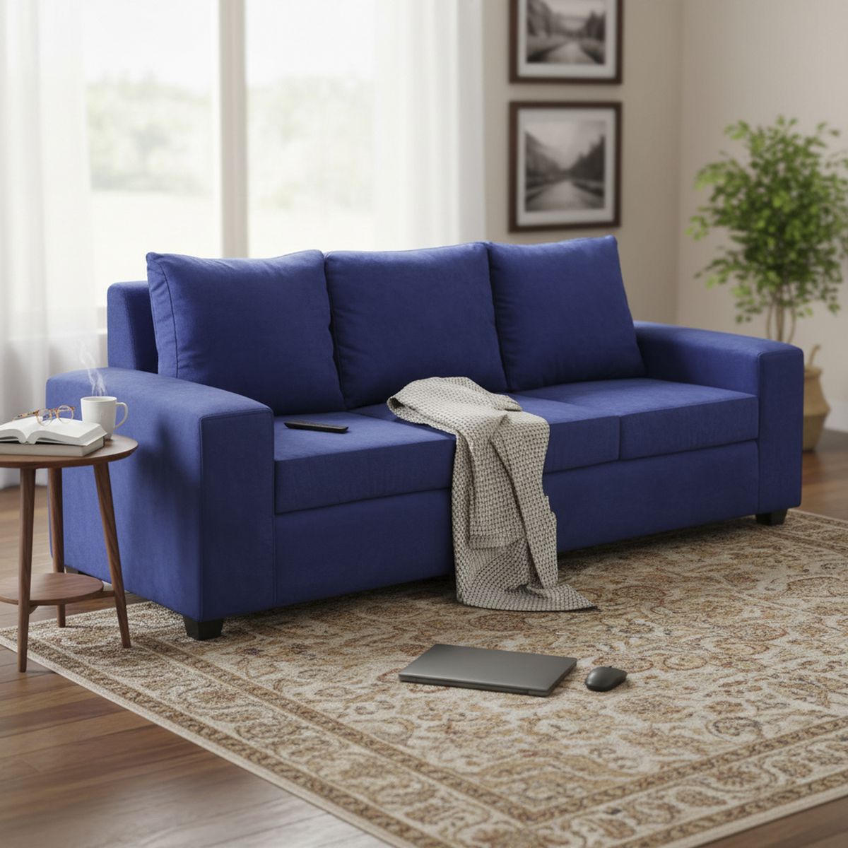 INTERMUEBLES - Sofá 3 cuerpos Kahlo 225x86x80 cm Azul