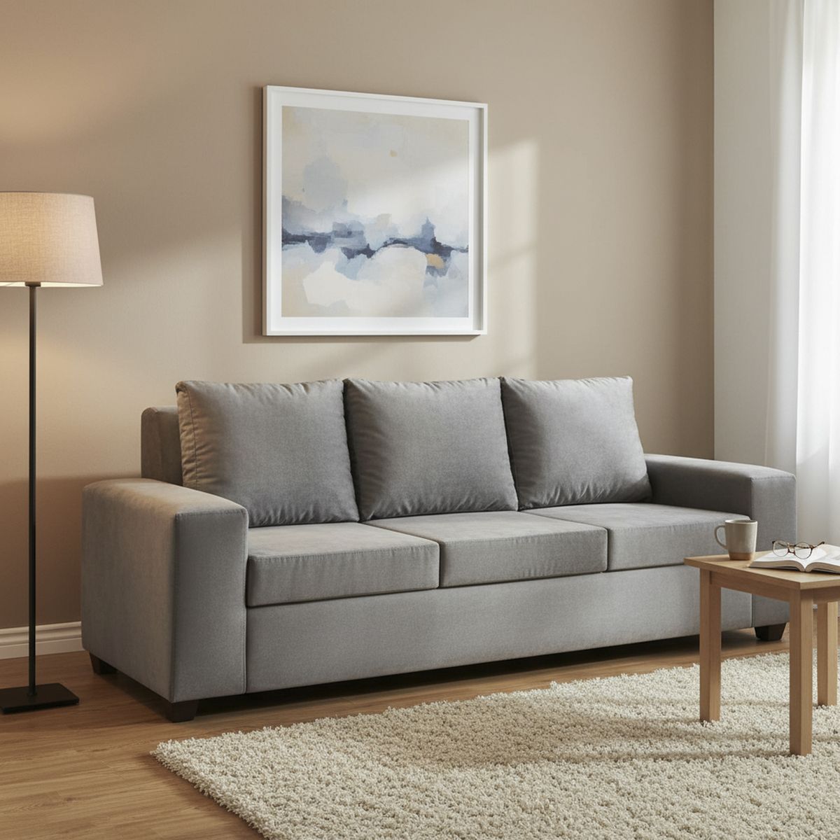 INTERMUEBLES - Sofá 3 cuerpos Kahlo 225x86x80 cm Gris