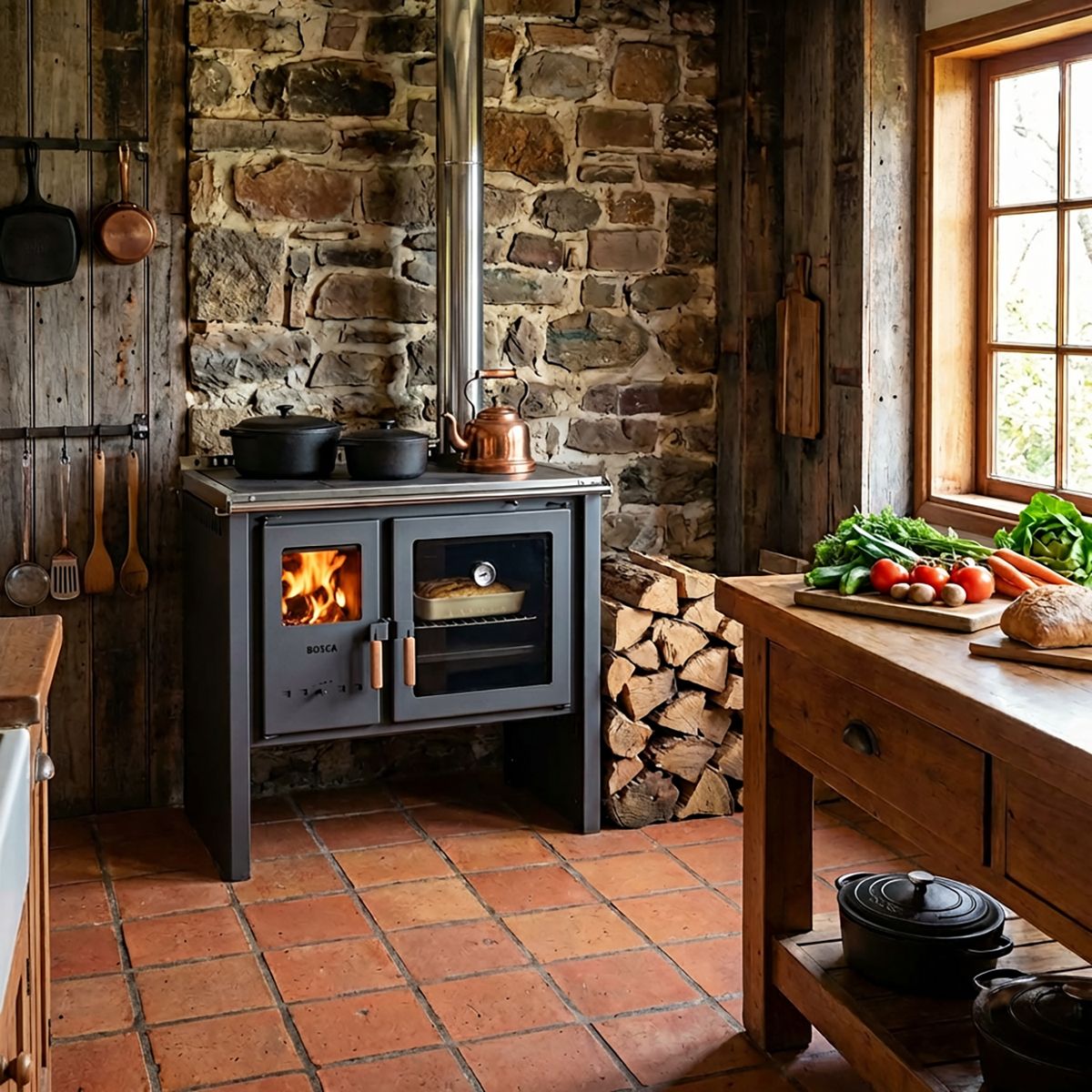 BOSCA - Cocina a Leña 2 Platos Charcoal Hestia 90