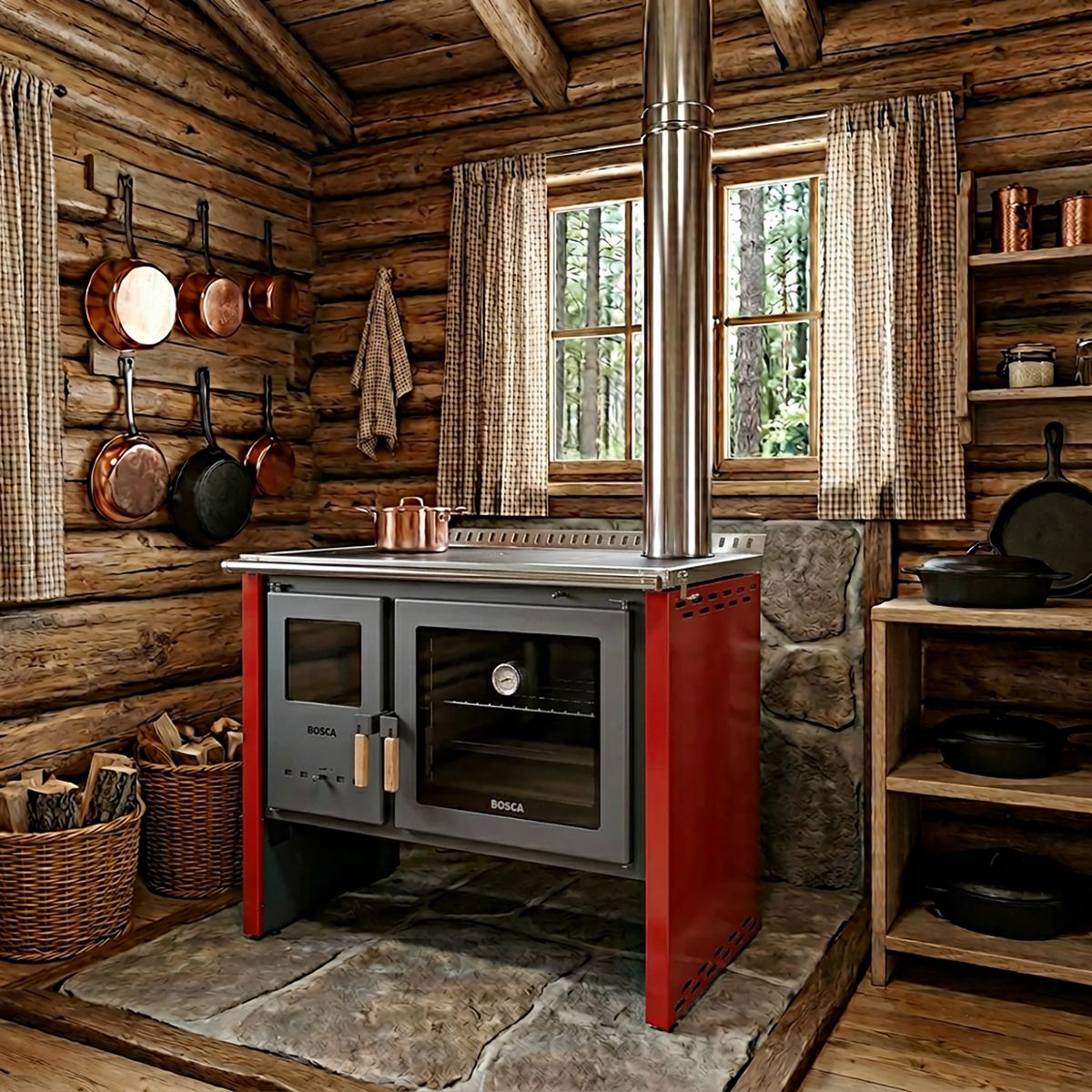 BOSCA - Cocina a Leña Hestia 90 Rojo