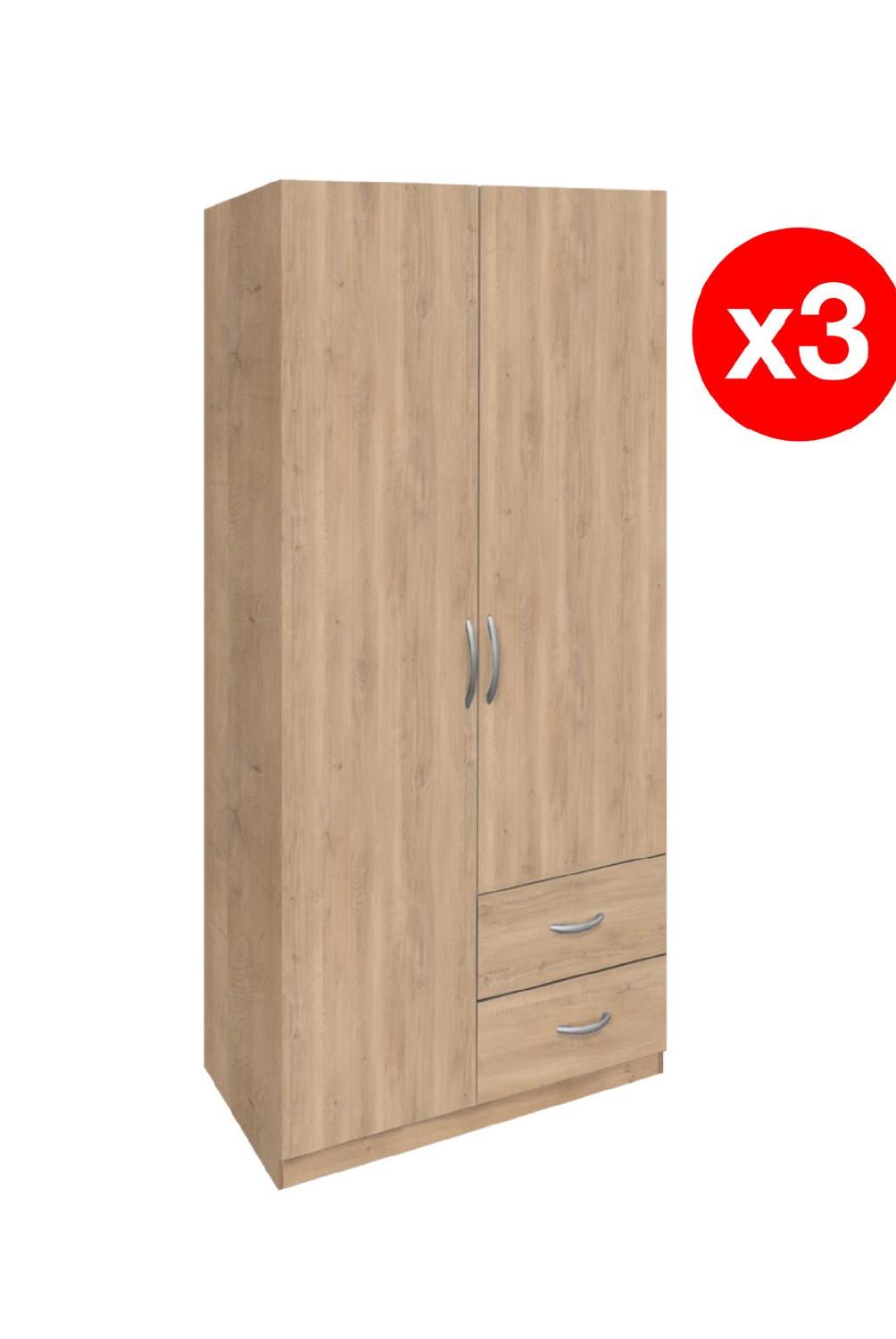 AGM - Set de Clóset 2 Puerta(s) 2 Cajón(es) 3 Repisa(s) 80x180x50 cm Jerez
