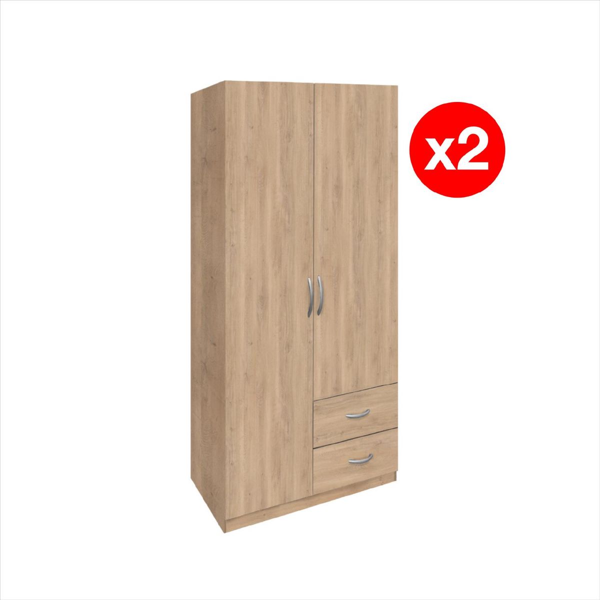 AGM - Set de Clóset 2 Puerta(s) 2 Cajón(es) 3 Repisa(s) 80x180x50 cm Jerez