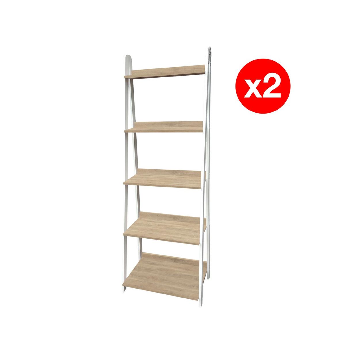 AGM - Set de 2 Estantes Deco Melamina 4 Nivel(es) 60x170x38 cm Jerez/Blanco