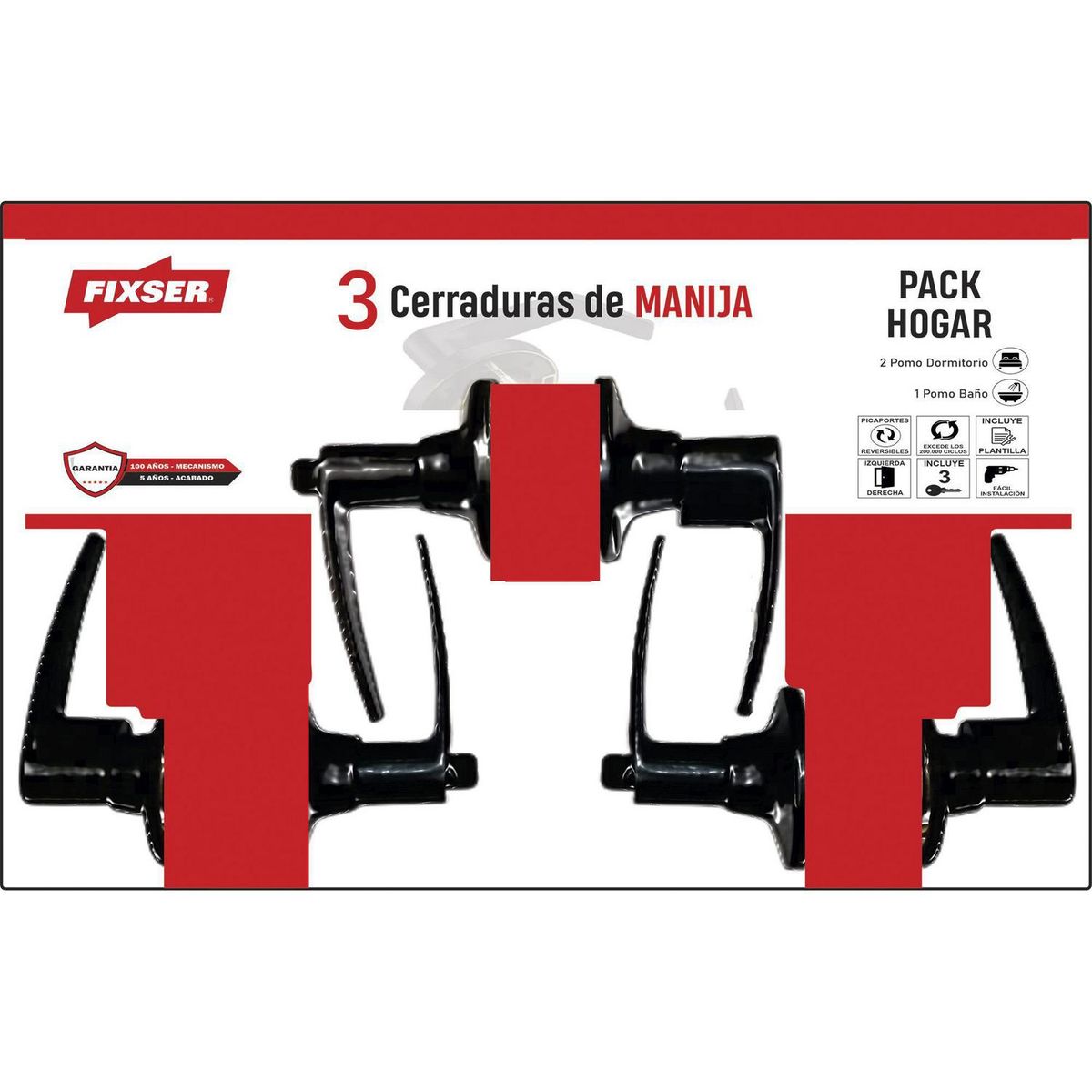 TECNOLOCK - Pack Manilla 2 dormitorio/1 baño negra