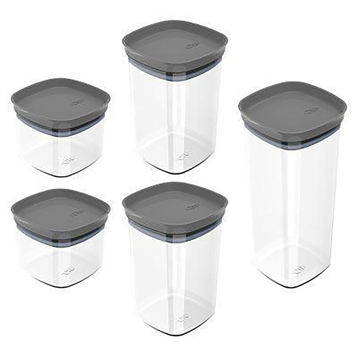 OU - Set de 5 Contenedores Gris Plástico 1.5 l