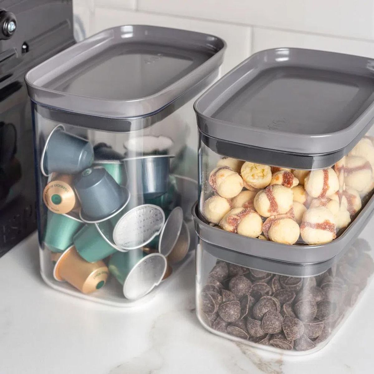 OU - Contenedor Alimento Rectangular Gris Plástico 650 ml