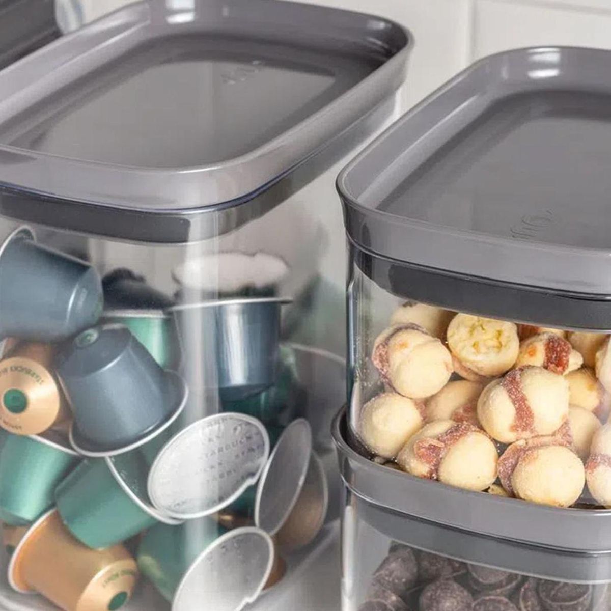 OU - Contenedor Alimento Rectangular Gris Plástico 650 ml