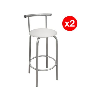 Set 2 Taburetes Bar Plata/Blanco 95x40x40 cm