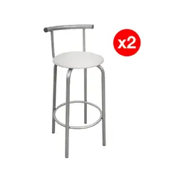AGM - Set 2 Taburetes Bar Plata/Blanco 95x40x40 cm