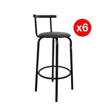 Set 6 Taburetes Bar Negro 95x40x40 cm