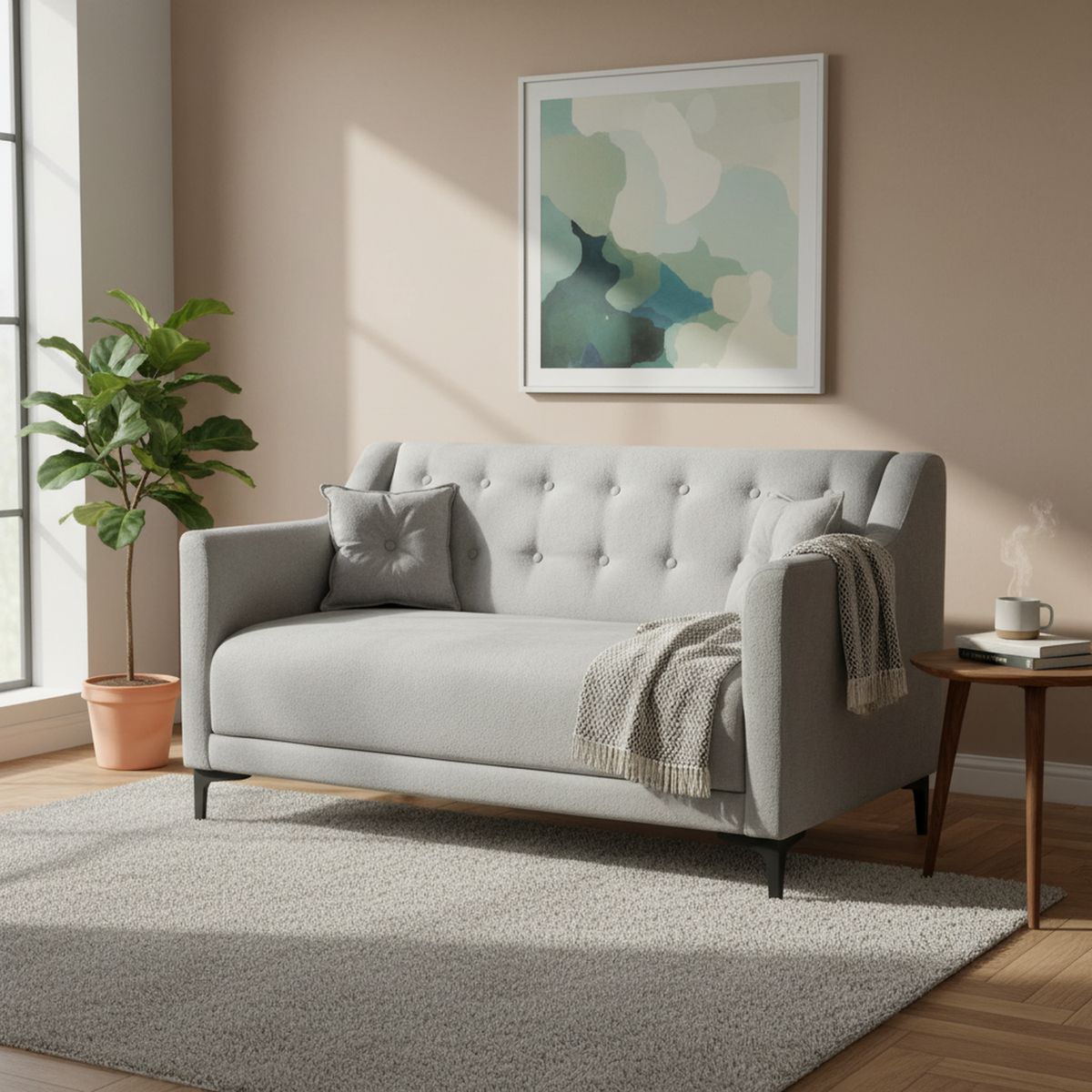 INTERMUEBLES - Sofá 2 cuerpos Conrad 135x80x77 cm Perla