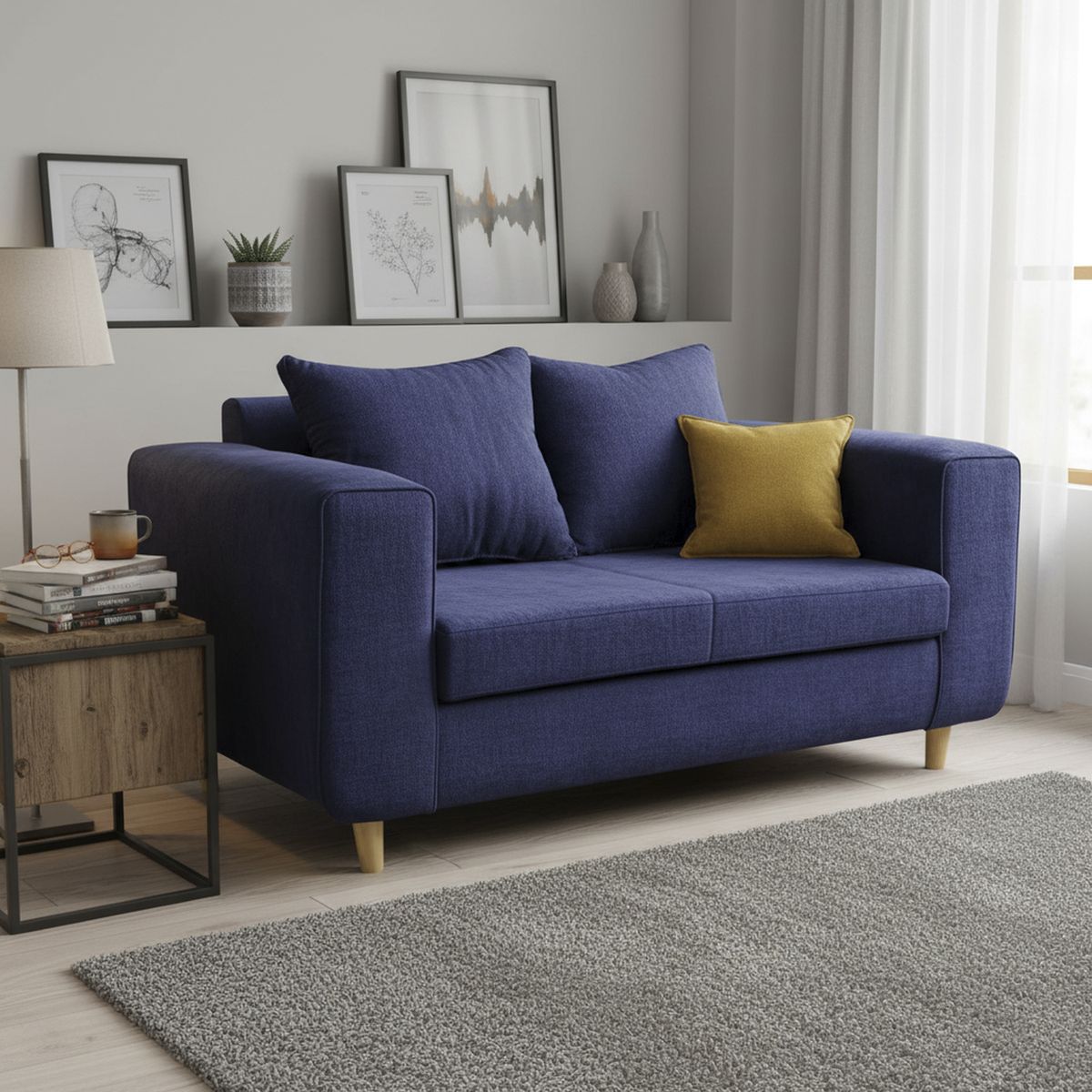 INTERMUEBLES - Sofá 2 cuerpos Eagle 165x81x89 cm Azul