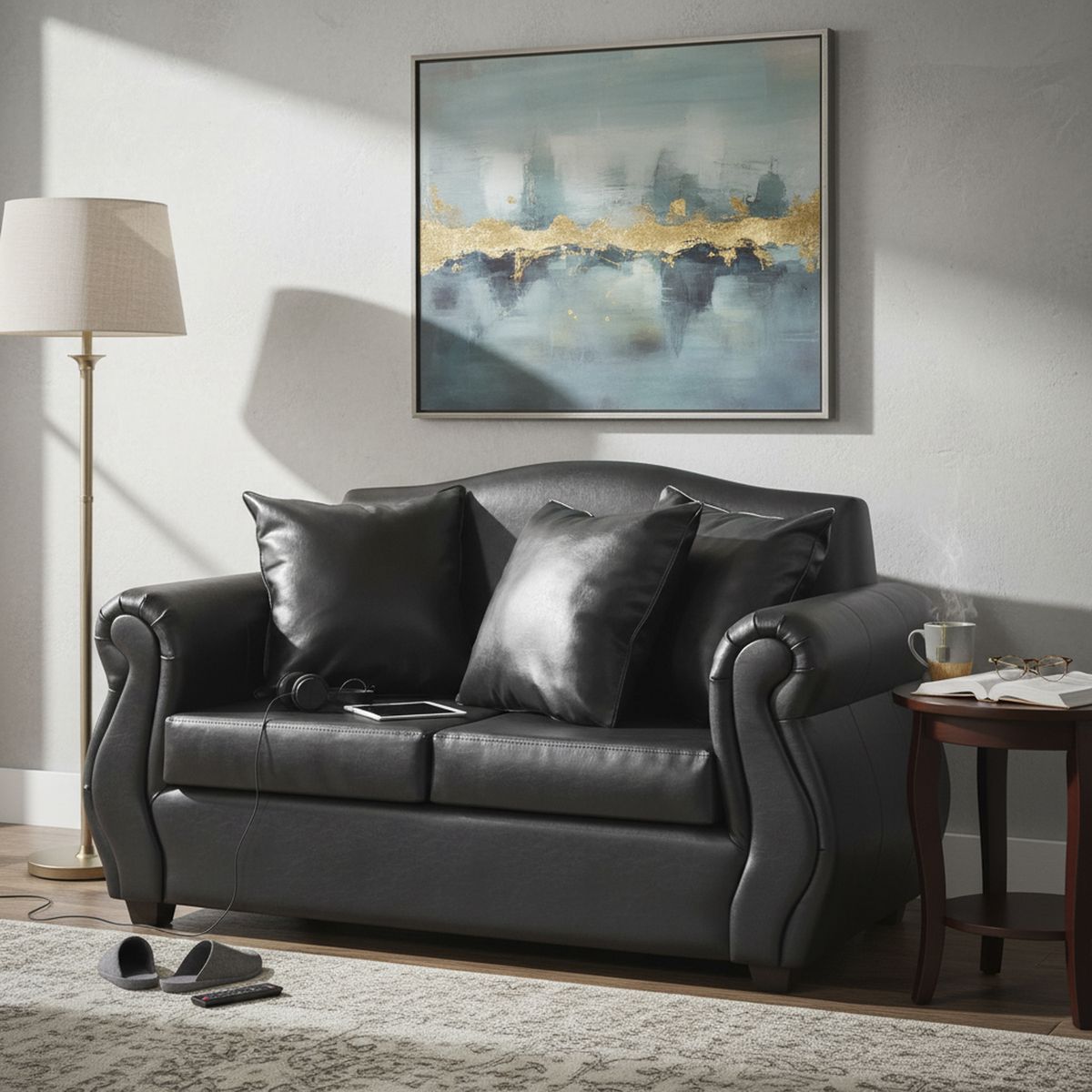 INTERMUEBLES - Sofá 2 cuerpos Violeta 150x93x83 cm Negro