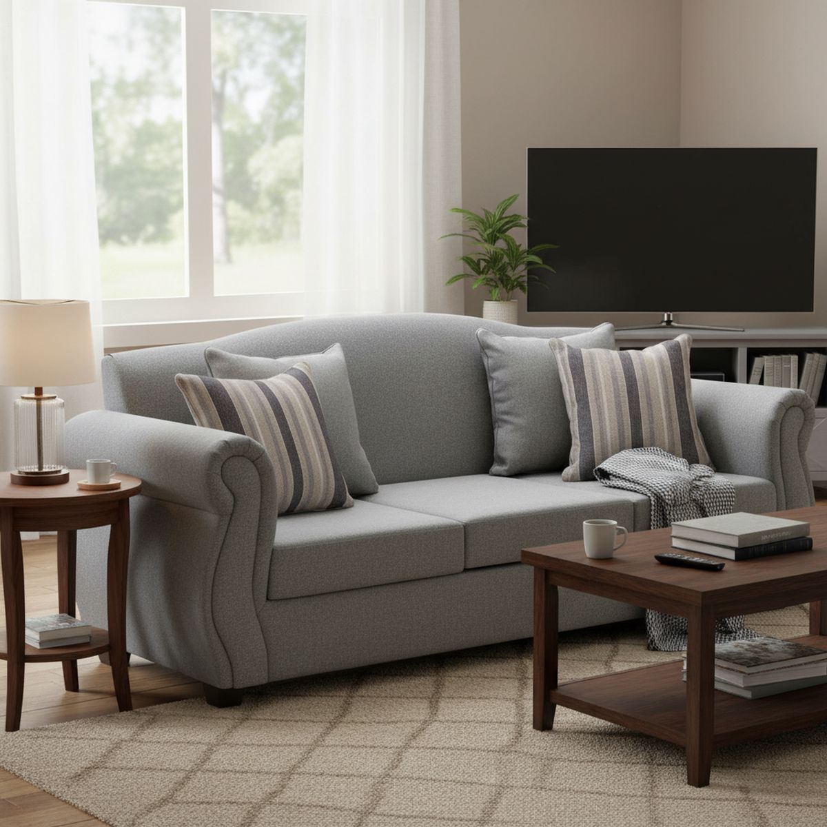 INTERMUEBLES - Sofá 3 cuerpos Violeta 210x93x83 cm Gris