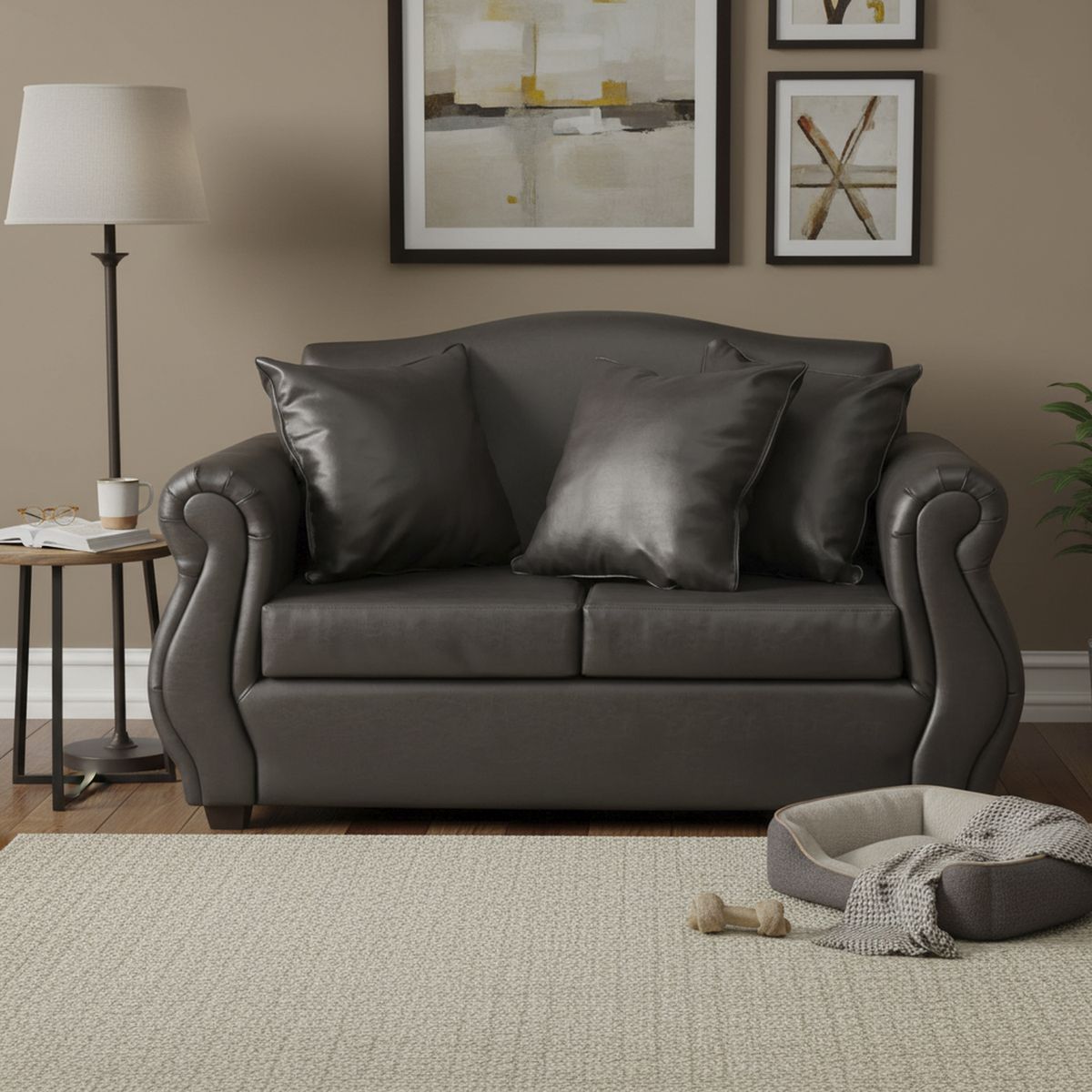 INTERMUEBLES - Sofá 2 cuerpos Violeta 150x93x83 cm Café