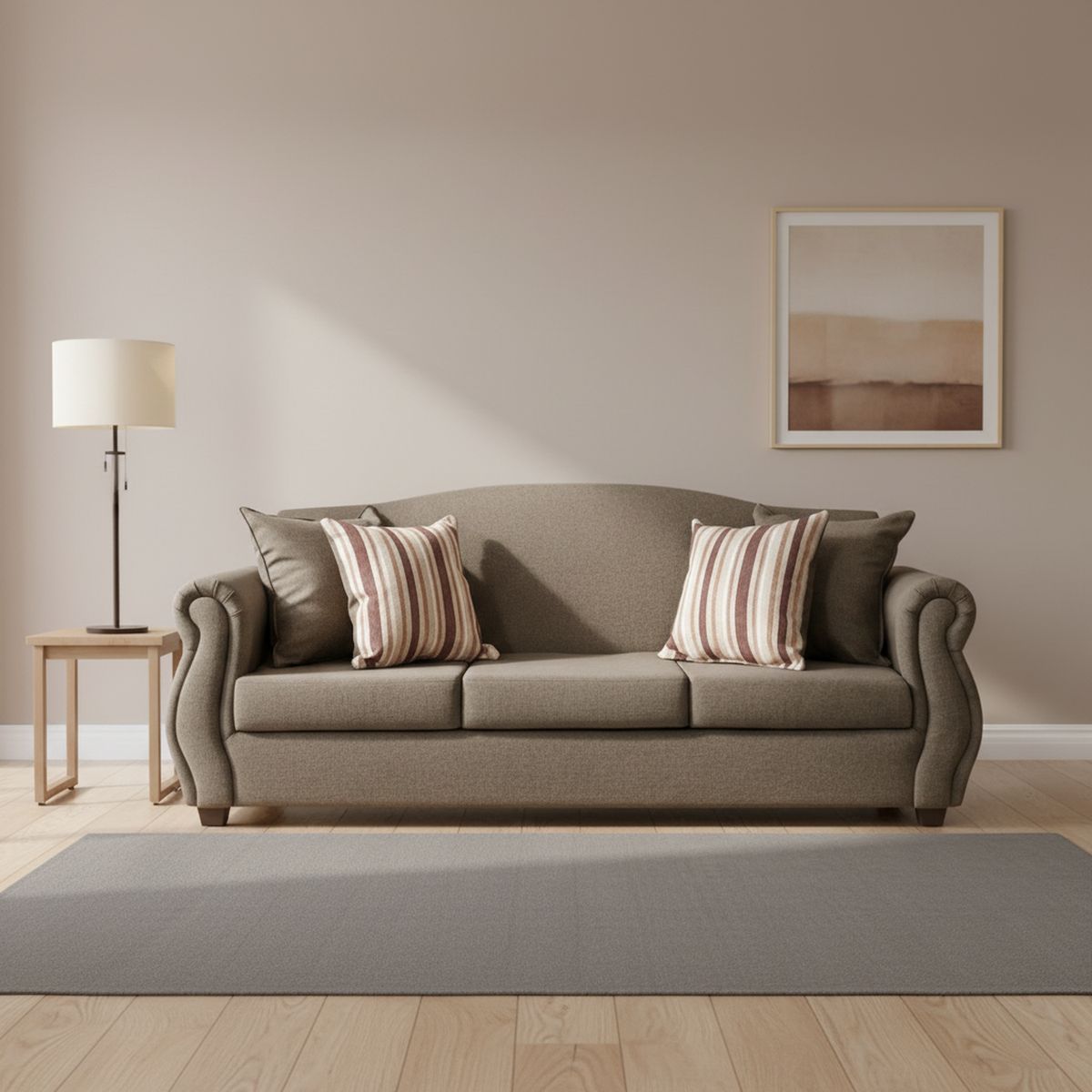 INTERMUEBLES - Sofá 3 cuerpos Violeta 210x93x83 cm Café Claro