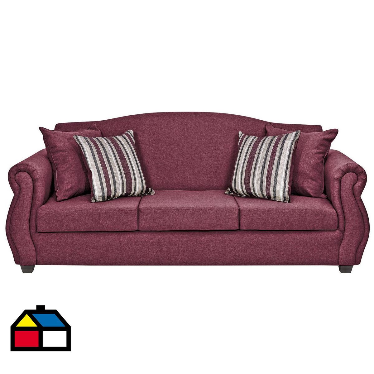 INTERMUEBLES - Sofá 3 cuerpos Violeta 210x93x83 cm Burdeo