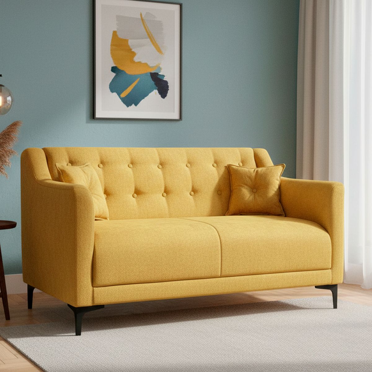 INTERMUEBLES - Sofá 2 cuerpos Conrad 135x80x77 cm Amarillo