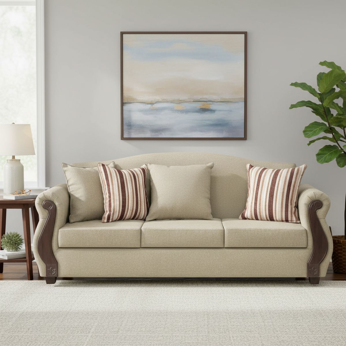 INTERMUEBLES - Sofá 3 cuerpos New Bugambilia 210x93x83 cm Beige