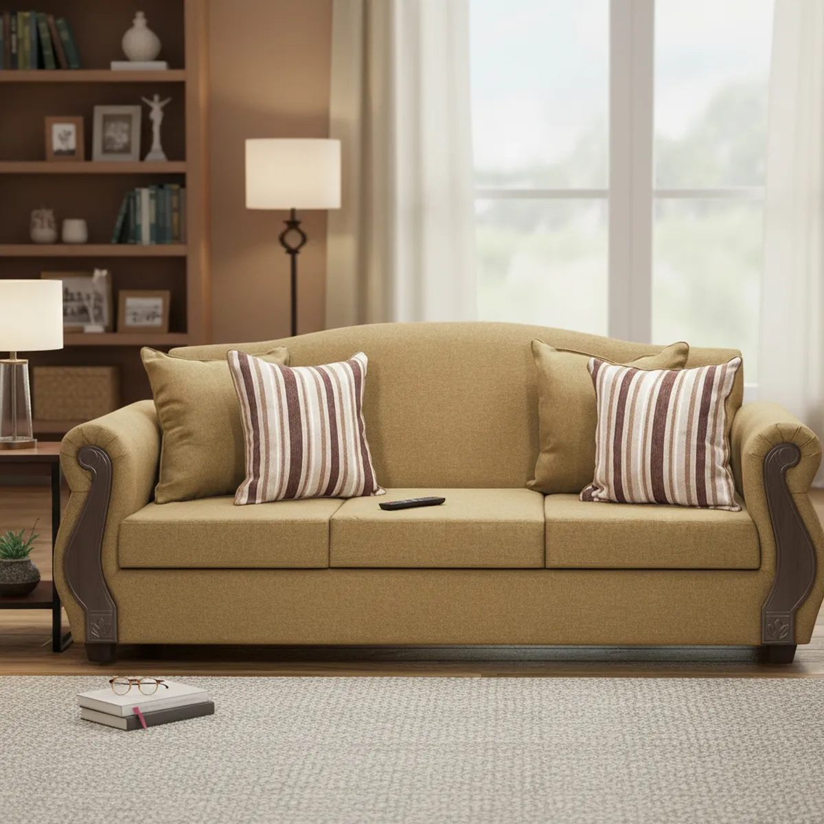 INTERMUEBLES - Sofá 3 cuerpos New Bugambilia 210x93x83 cm Café