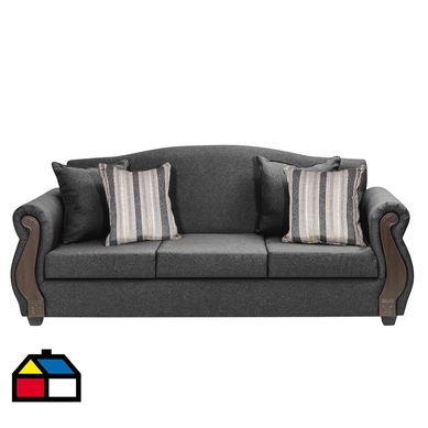 Sof 3 cuerpos New Bugambilia tela gris oscuro