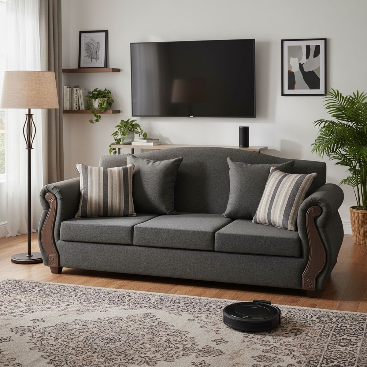 INTERMUEBLES - Sofá 3 cuerpos New Bugambilia 210x93x83 cm Gris