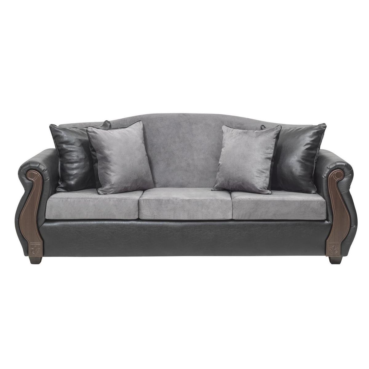 INTERMUEBLES - Sofá 3 cuerpos New Bugambilia 210x93x83 cm Gris/Negro