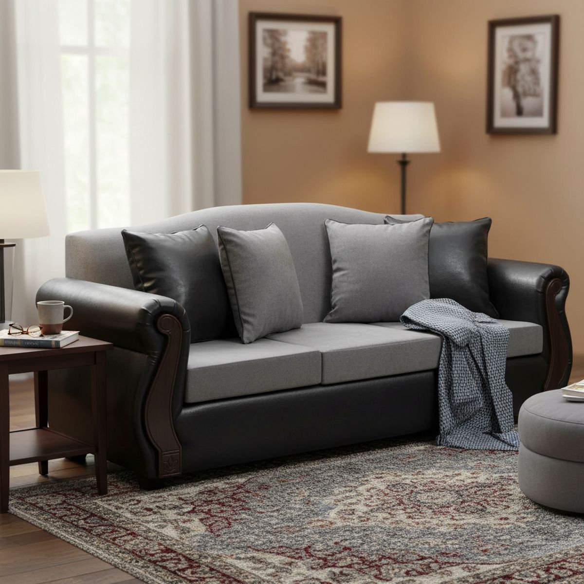 INTERMUEBLES - Sofá 3 cuerpos New Bugambilia 210x93x83 cm Gris