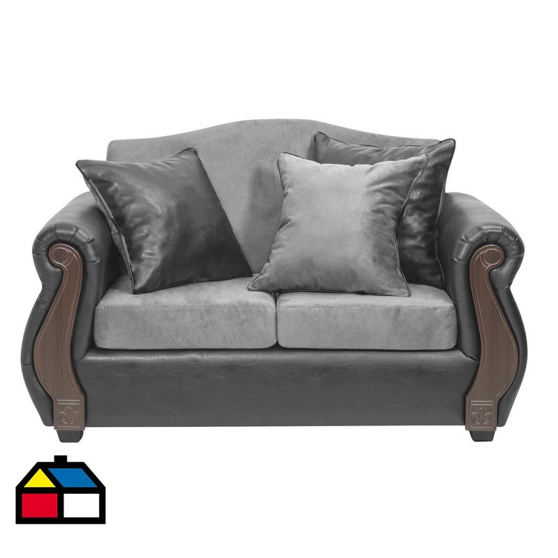 INTERMUEBLES - Sofá 2 cuerpos New Bugambilia 150x93x83 cm Gris/Negro