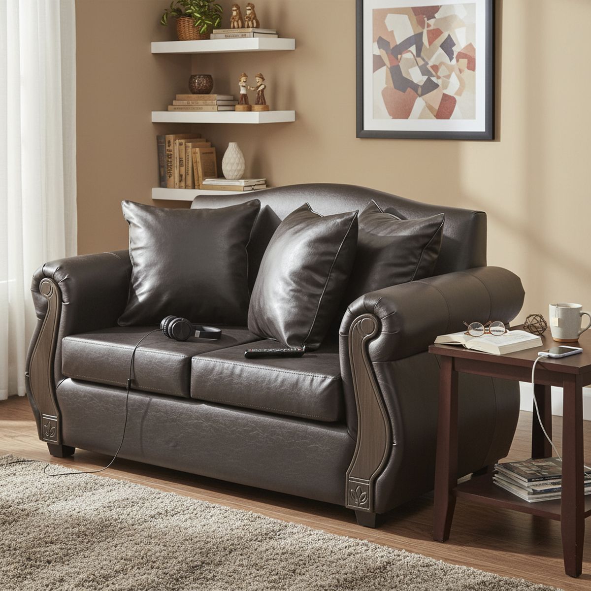 INTERMUEBLES - Sofá 2 cuerpos New Bugambilia 150x93x83 cm Café