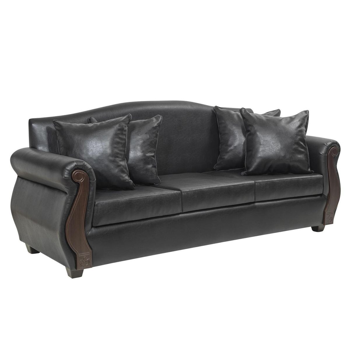 INTERMUEBLES - Sofá 3 cuerpos New Bugambilia 210x93x83 cm Negro
