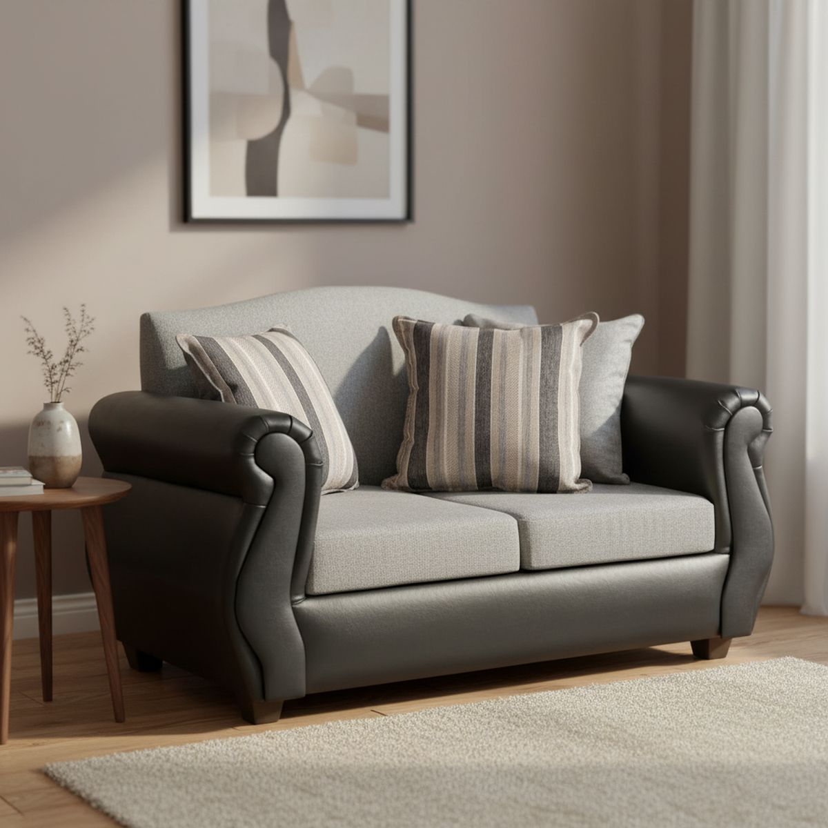 INTERMUEBLES - Sofá 2 cuerpos Violeta 150x93x83 cm Gris Claro