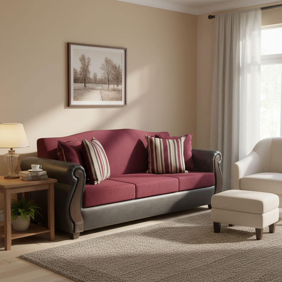 INTERMUEBLES - Sofá 3 cuerpos New Bugambilia 210x93x83 cm Rojo