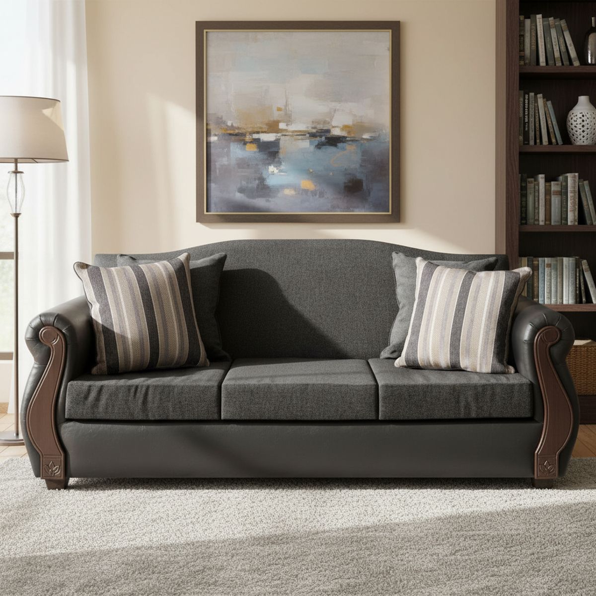 INTERMUEBLES - Sofá 3 cuerpos New Bugambilia 210x93x83 cm Gris