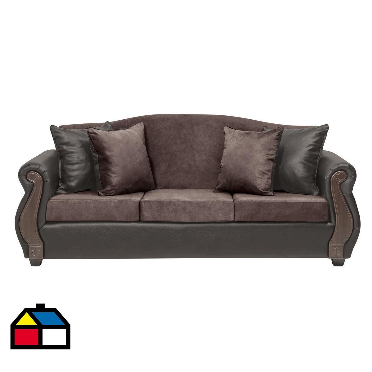 INTERMUEBLES - Sofá 3 cuerpos New Bugambilia 210x93x83 cm Chocolate/Café