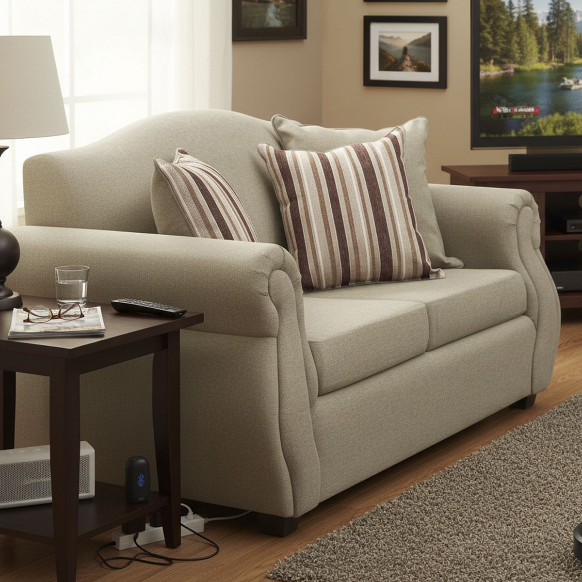 INTERMUEBLES - Sofá 2 cuerpos Violeta 150x93x83 cm Beige