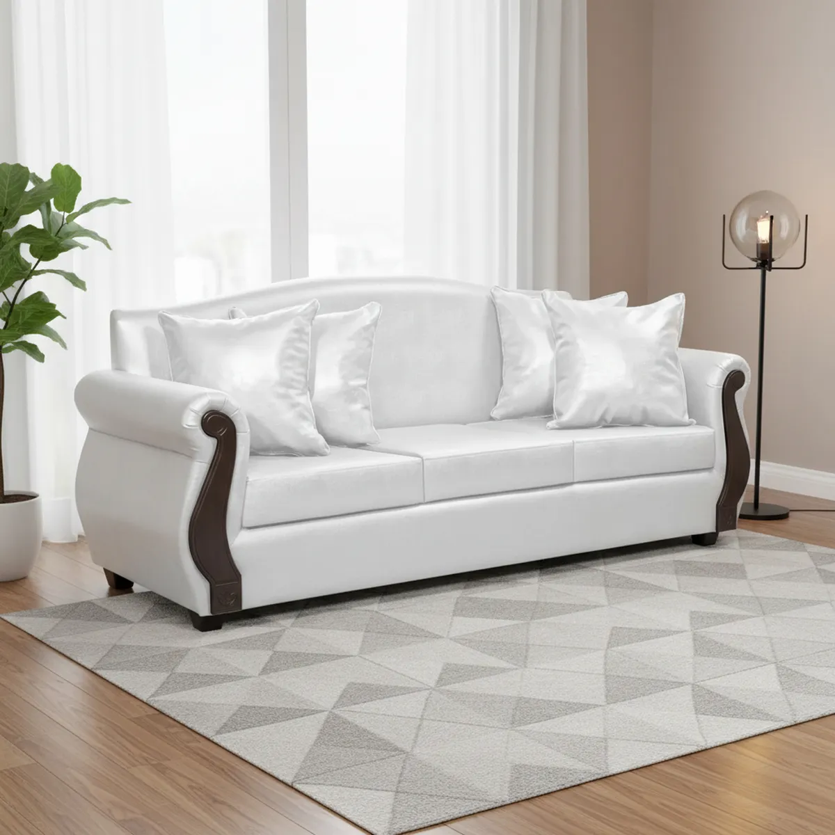 INTERMUEBLES - Sofá 3 cuerpos New Bugambilia 210x93x83 cm Blanco