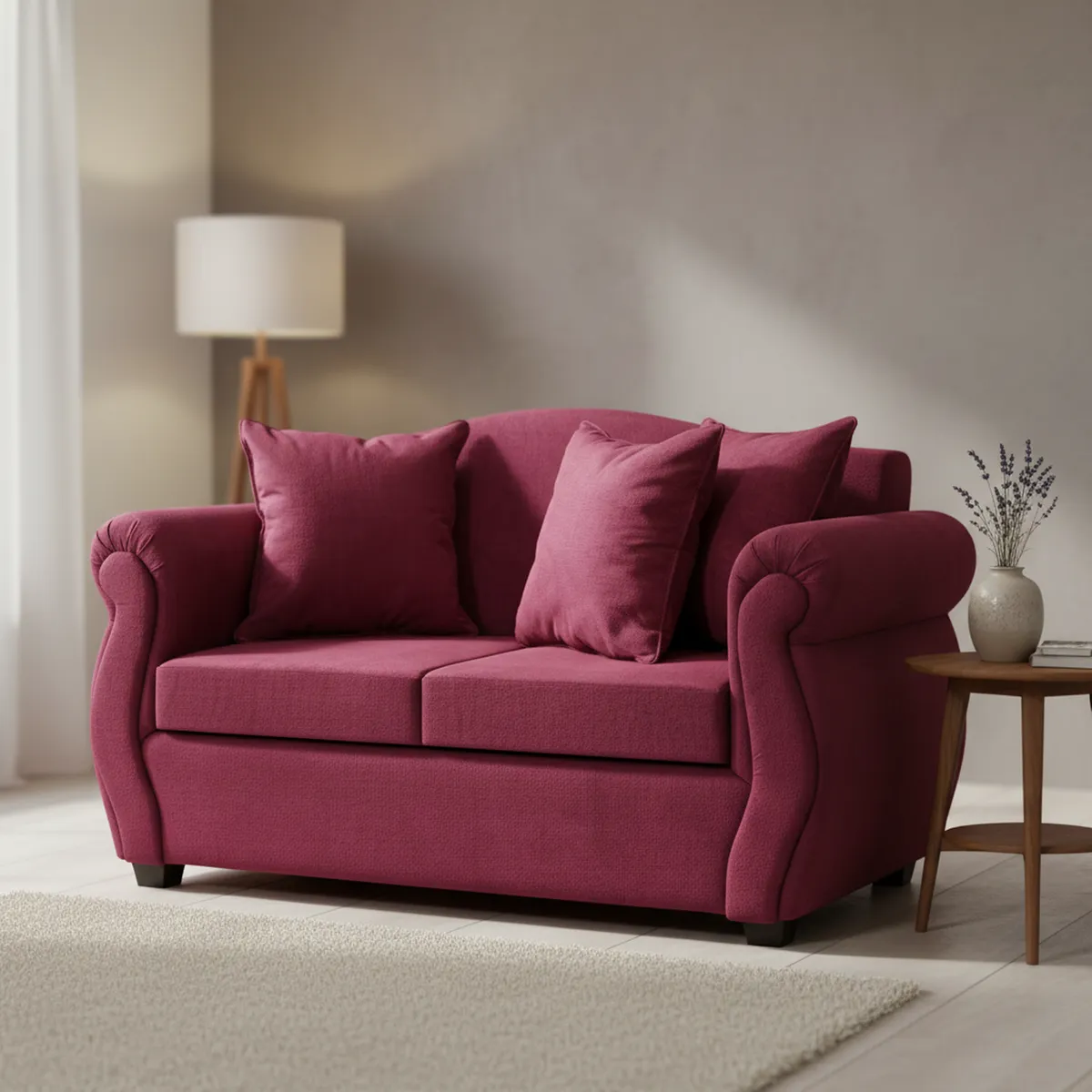 INTERMUEBLES - Sofá 2 cuerpos Violeta 150x93x83 cm Burdeo