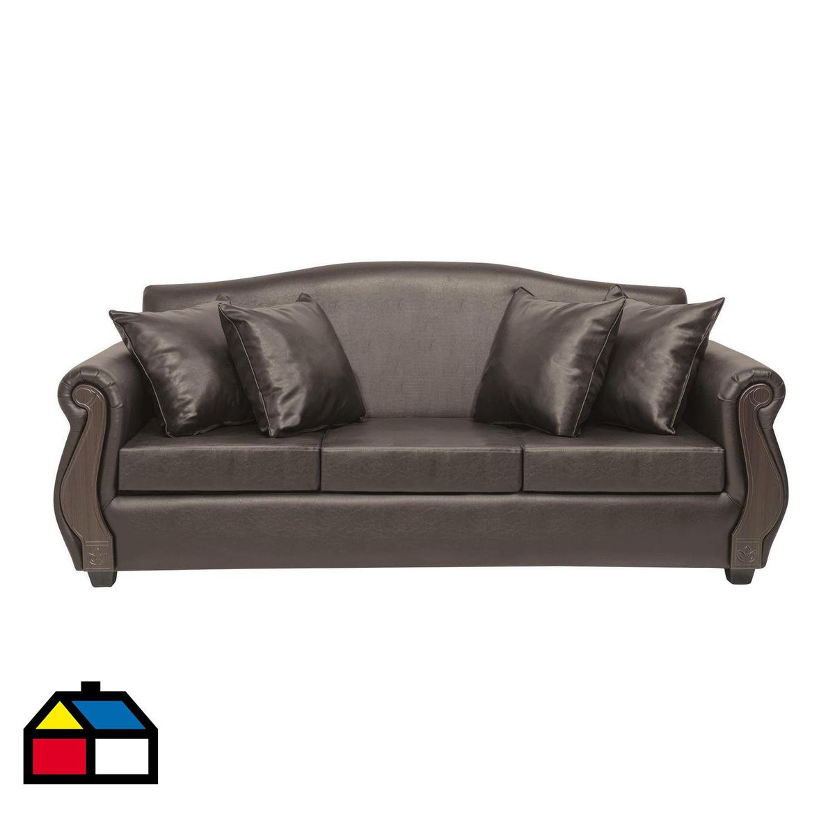 INTERMUEBLES - Sofá 3 cuerpos New Bugambilia 210x93x83 cm Café Envejecido