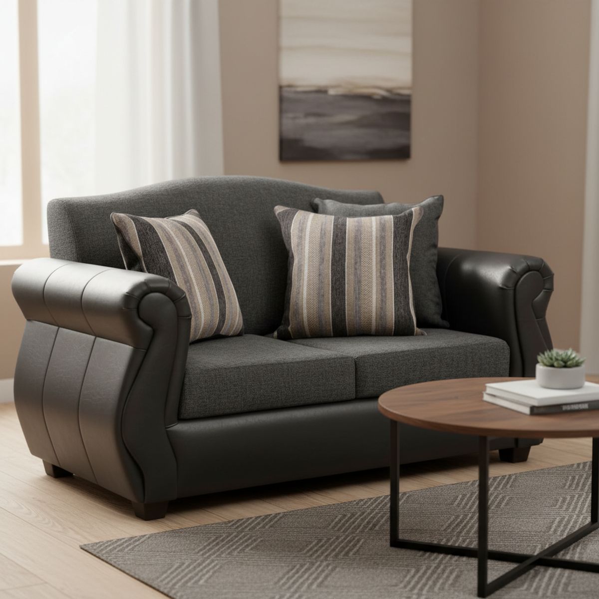 INTERMUEBLES - Sofá 2 cuerpos Violeta 150x93x83 cm Gris