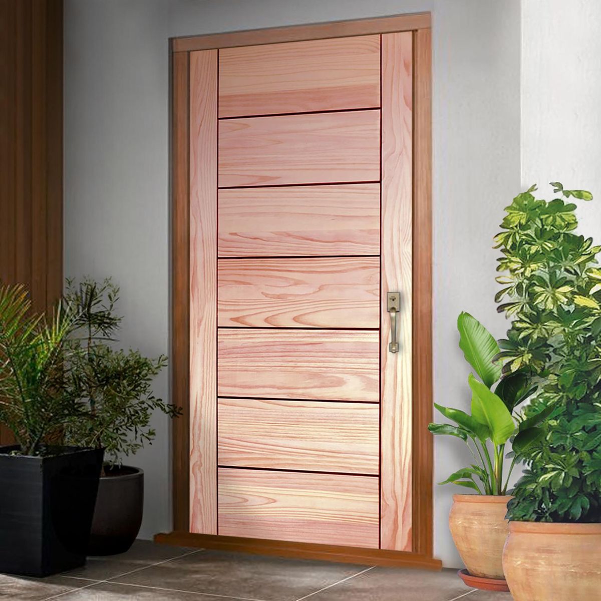 HOLZTEK - Puerta pino 7 paneles sin perforacion