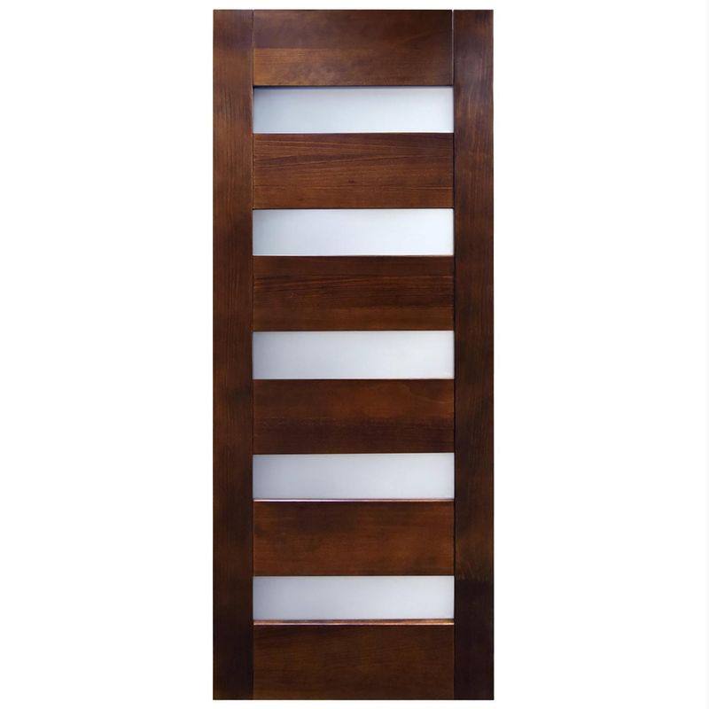 MULTIMARCA - Puerta Pino 5 vidrios color Cerezo incluye vidrios